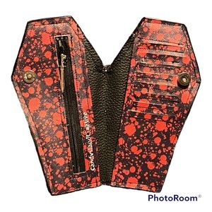 Handmade blood drops coffin wallet.